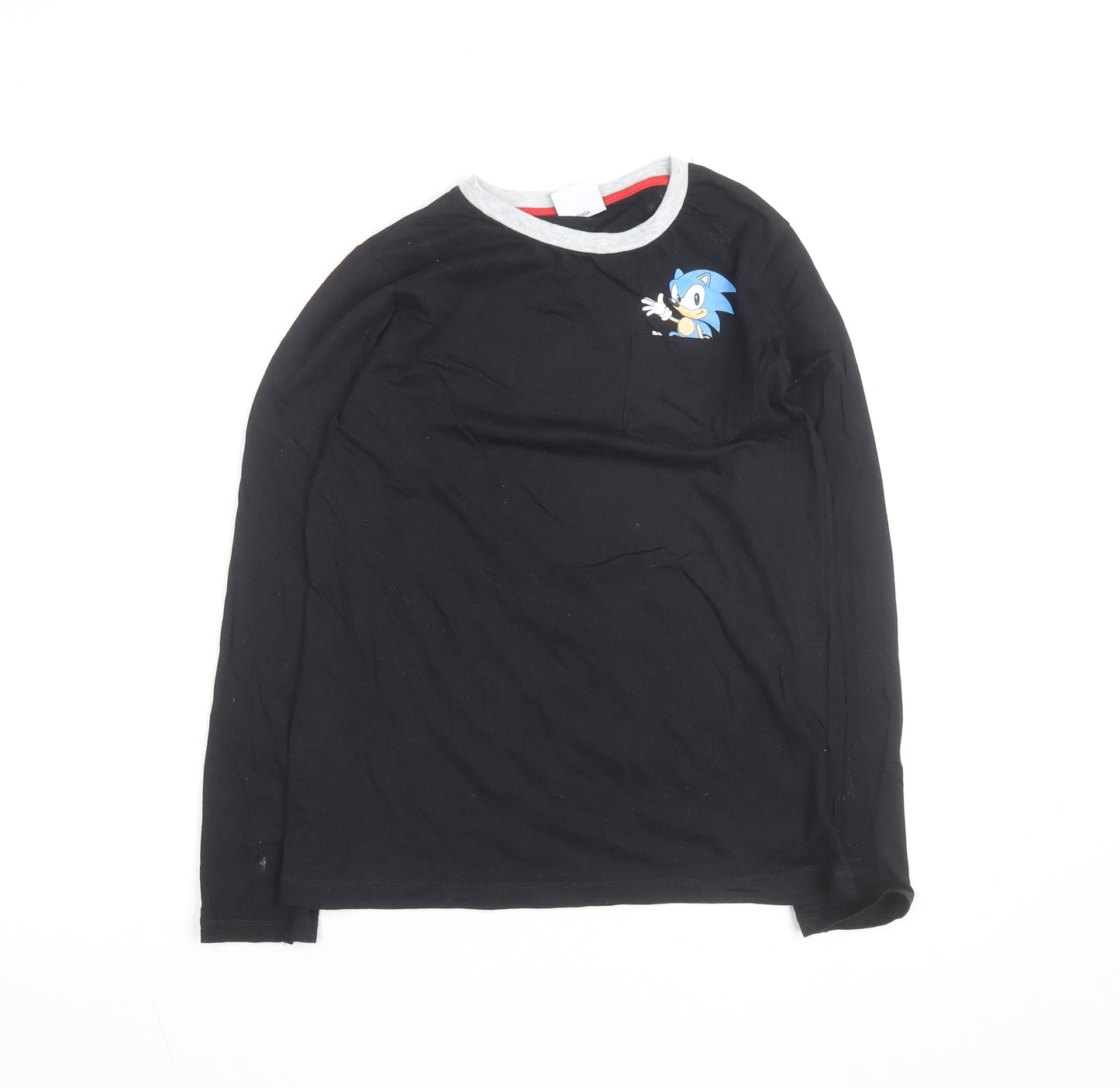 George Boys Black Sonic the Hedgehog Long Sleeve Cotton T-Shirt 12-13 Years