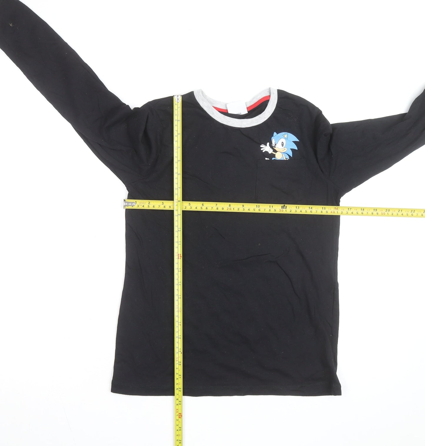 George Boys Black Sonic the Hedgehog Long Sleeve Cotton T-Shirt 12-13 Years