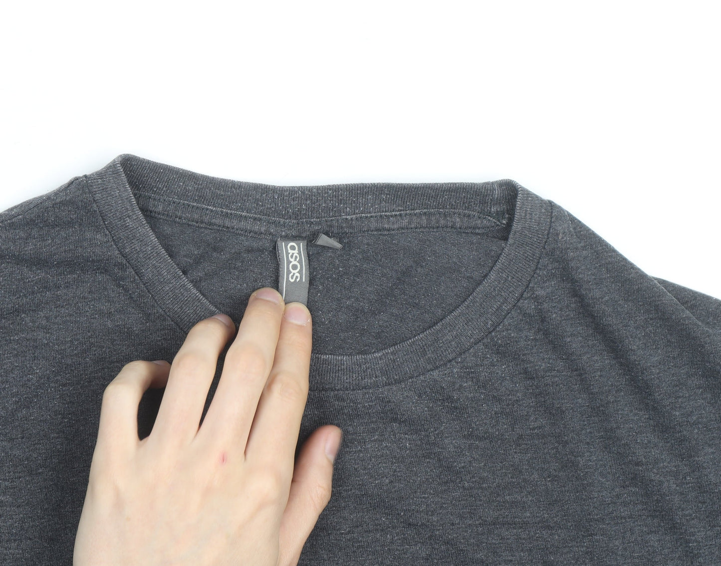 ASOS Men's Grey Crew Neck Cotton Blend Short Sleeve T-Shirt L