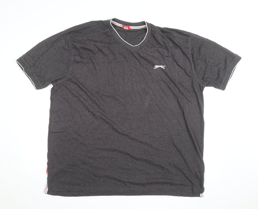 Slazenger Men's Grey 4XL V-Neck Short Sleeve T-Shirt