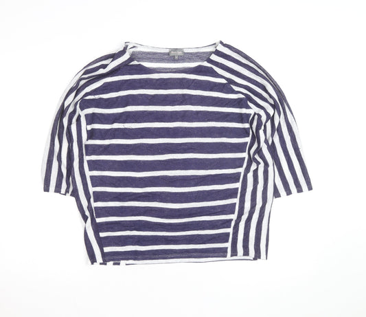 Phase Eight Women's Blue & White Striped 3/4 Sleeve Knit Top Size 14