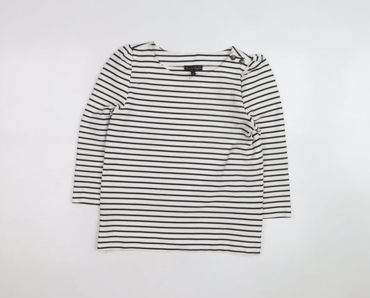 Phase Eight Women’s White Striped Stretch Jersey Top UK 8