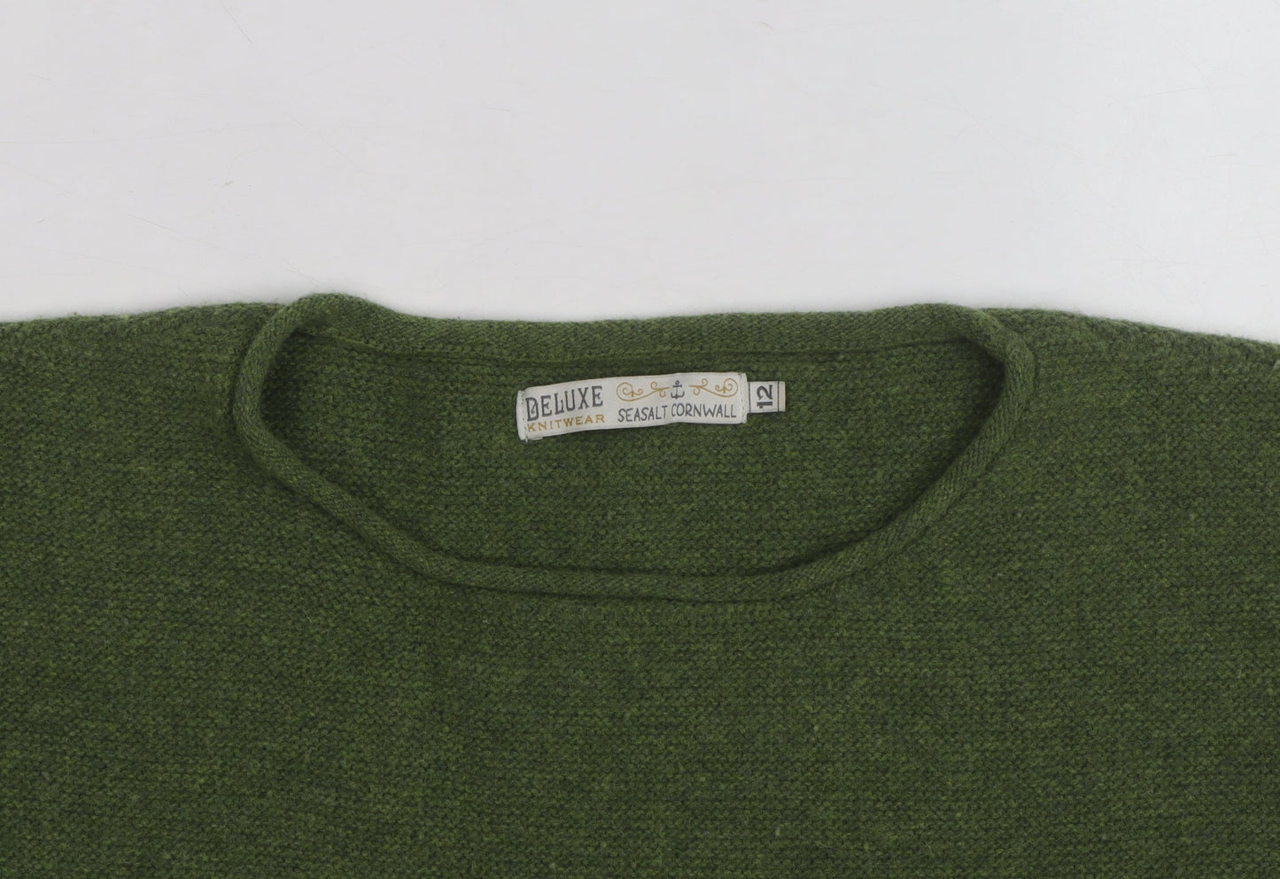 Seasalt Cornwall Women Green Wool Crew Neck Knit Jumper Size 12