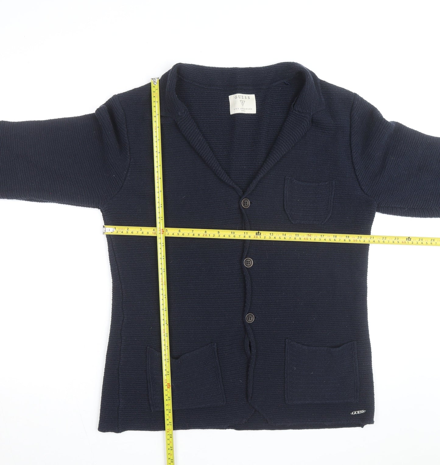Guess Men's Blue Cotton Knit Cardigan Size M Casual Classic