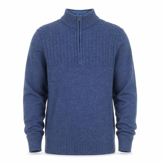 IZOD Men's Blue Cotton Cable-Knit 1/2 Zip Jumper Size M