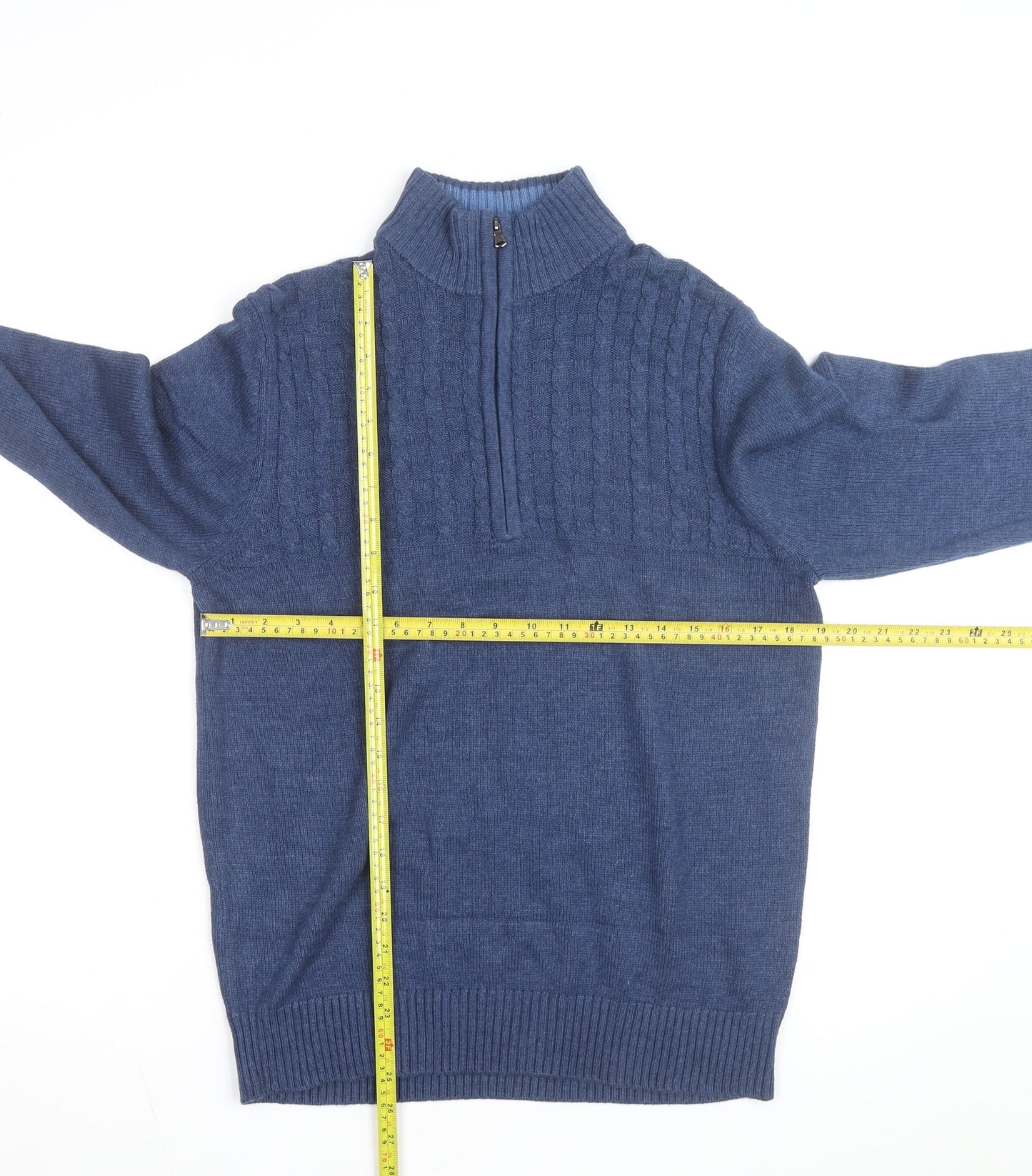 IZOD Men's Blue Cotton Cable-Knit 1/2 Zip Jumper Size M