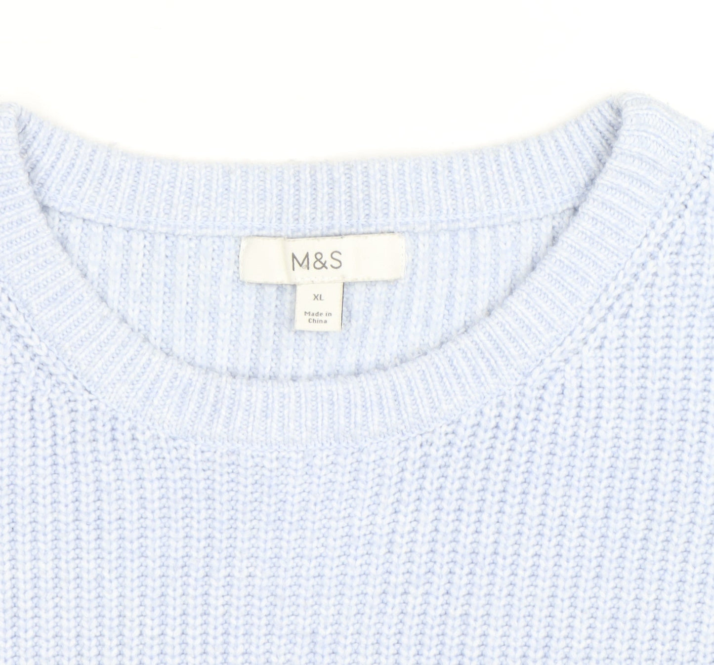 Marks and Spencer Men’s Blue Chunky Knit XL Crew Neck Jumper