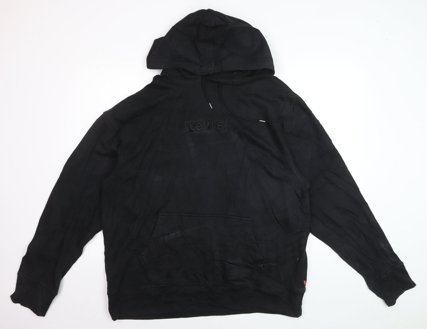 Levi's Men's Black Pullover Hoodie Size L Logo Embroidered Fleece
