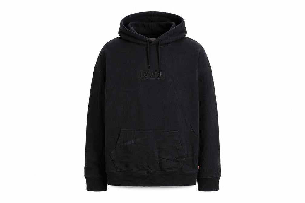 Levi's Men's Black Pullover Hoodie Size L Logo Embroidered Fleece