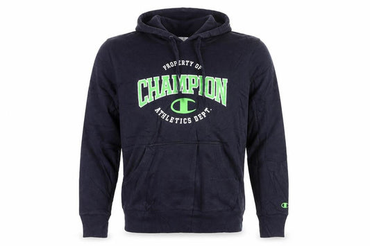 Champion Men Blue XL Pullover Hoodie Graphic Logo Fleece Sweatshirt