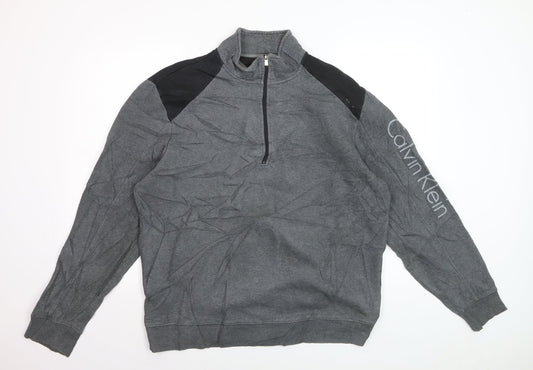 Calvin Klein Men’s Grey XL 1/4 Zip Mock Neck Sweatshirt