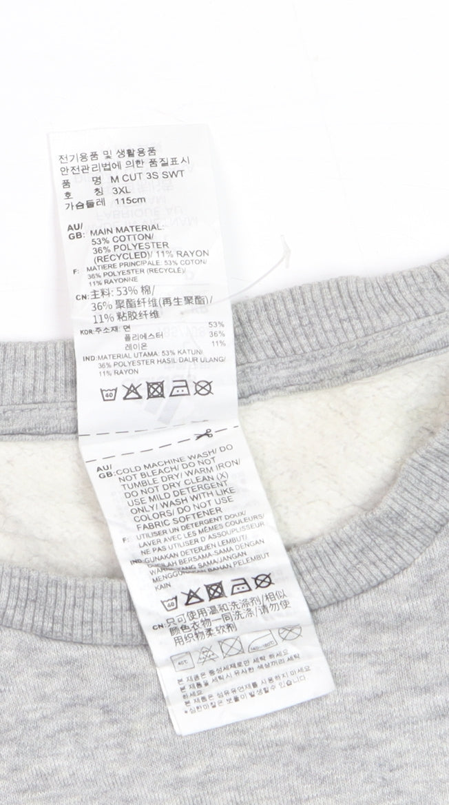 Adidas Men's Grey Crew Neck Sweatshirt 3XL Classic Logo Pullover