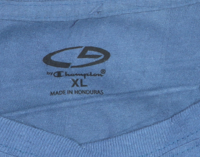 Champion Mens Blue XL Crew Neck Cotton Short Sleeve T-Shirt