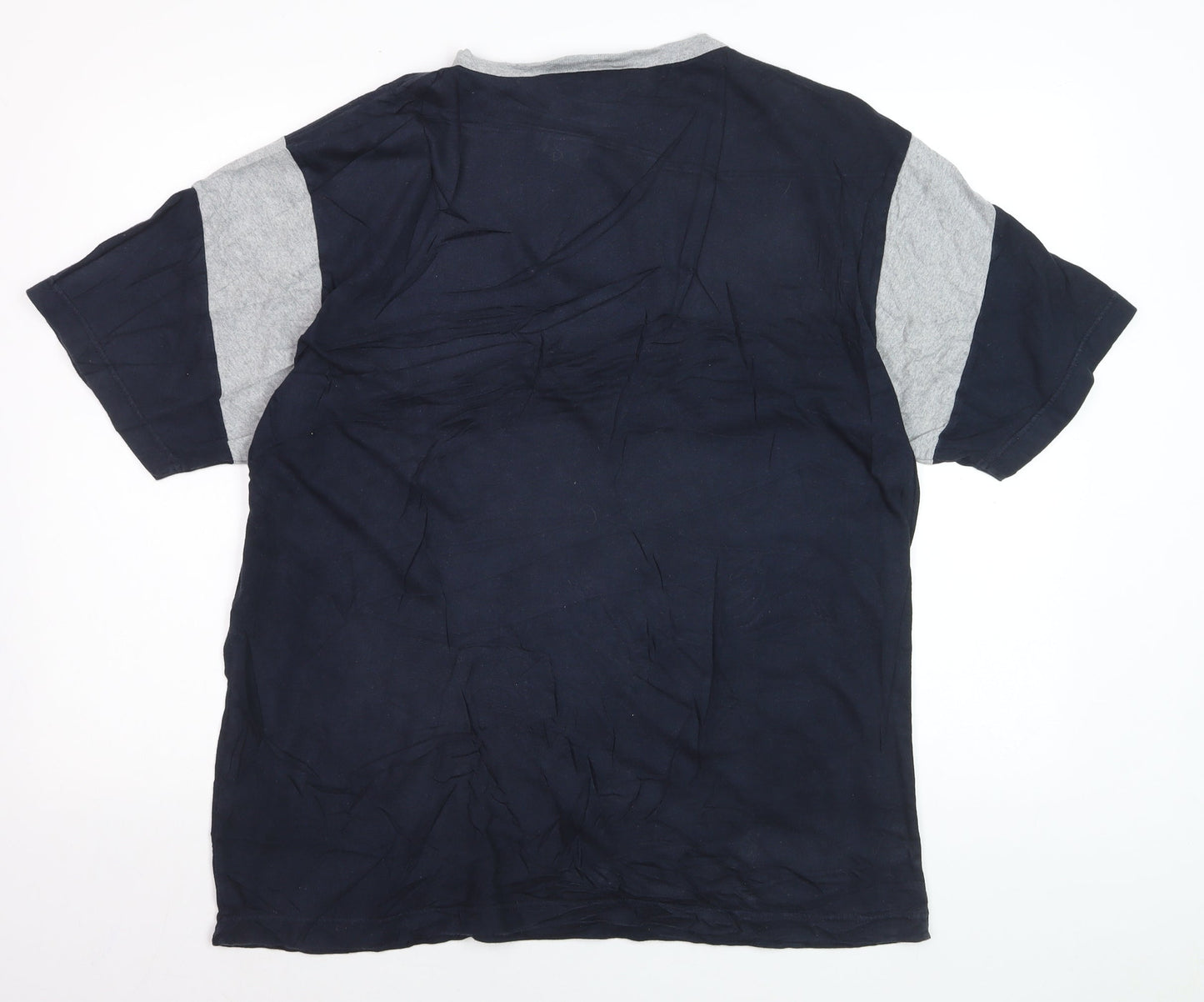 Nautica Men's Blue Grey Colourblock Crew Neck Cotton T-Shirt XL