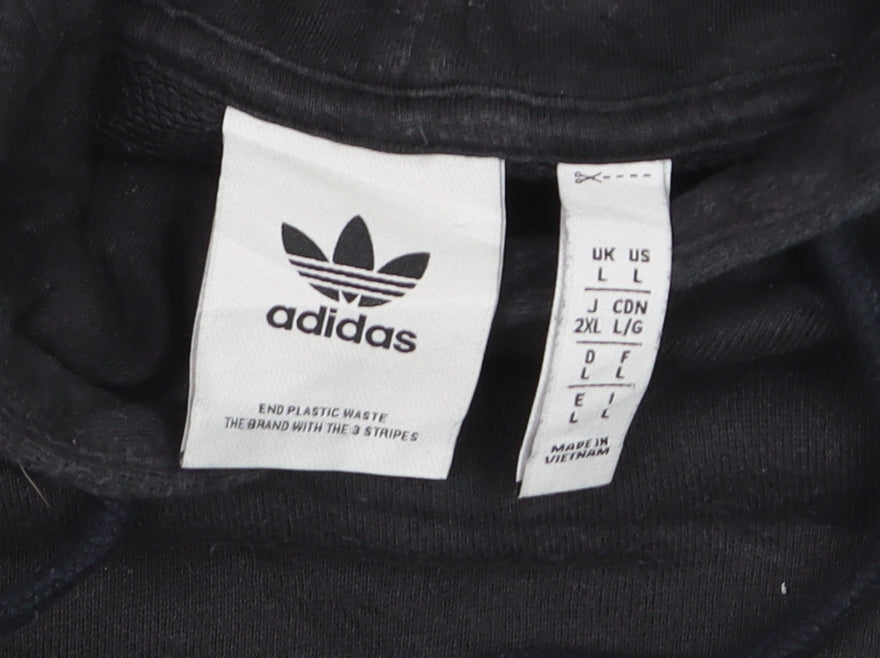 Adidas Men's Black Pullover Hoodie Size L Sports Fleece Sweatshirt