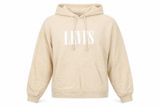Levi's Womens Beige Pullover Hoodie Size S Cotton Logo Sweatshirt