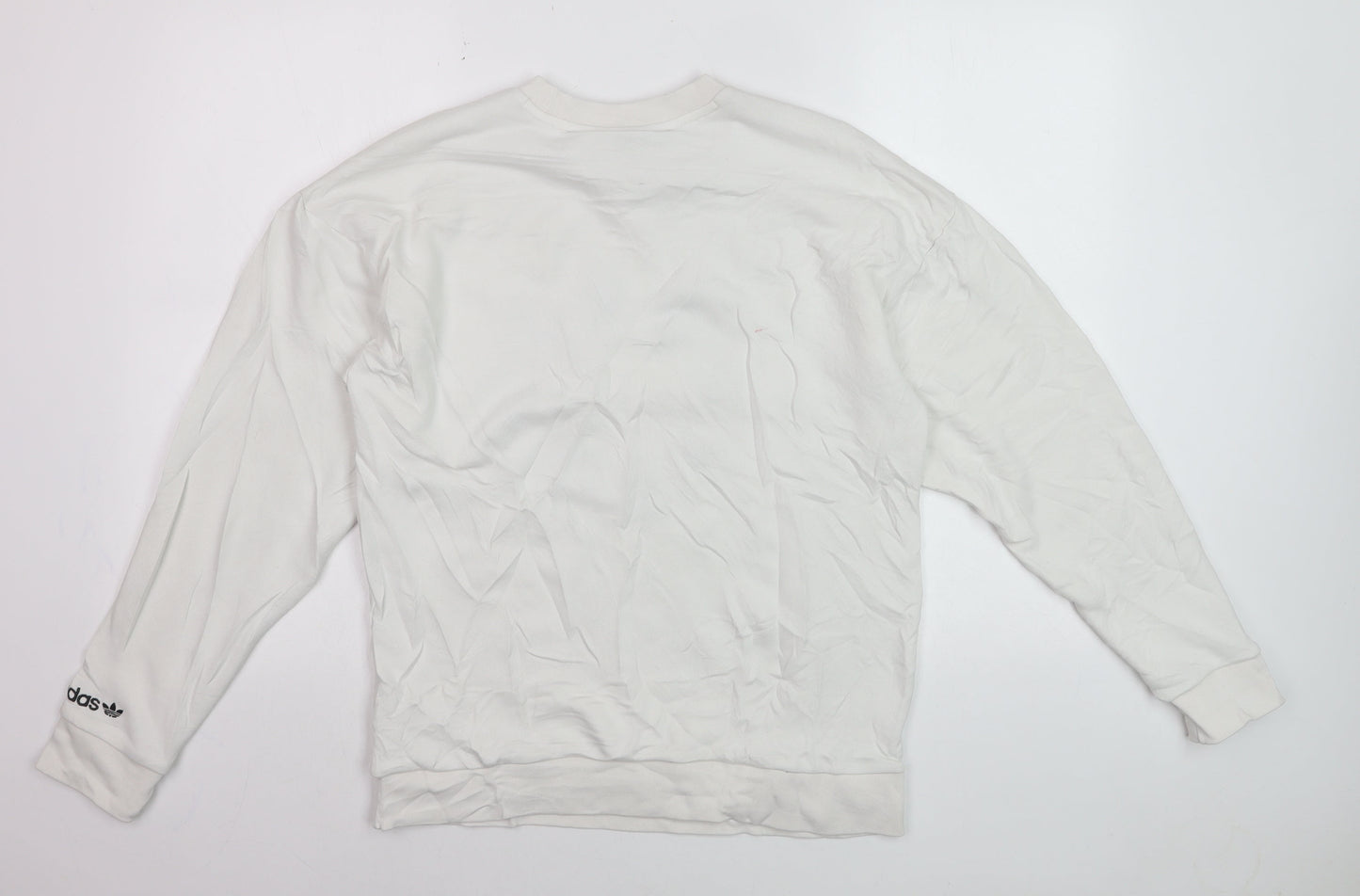Adidas Women White Sweatshirt Size M Crew Neck Long Sleeve Pullover