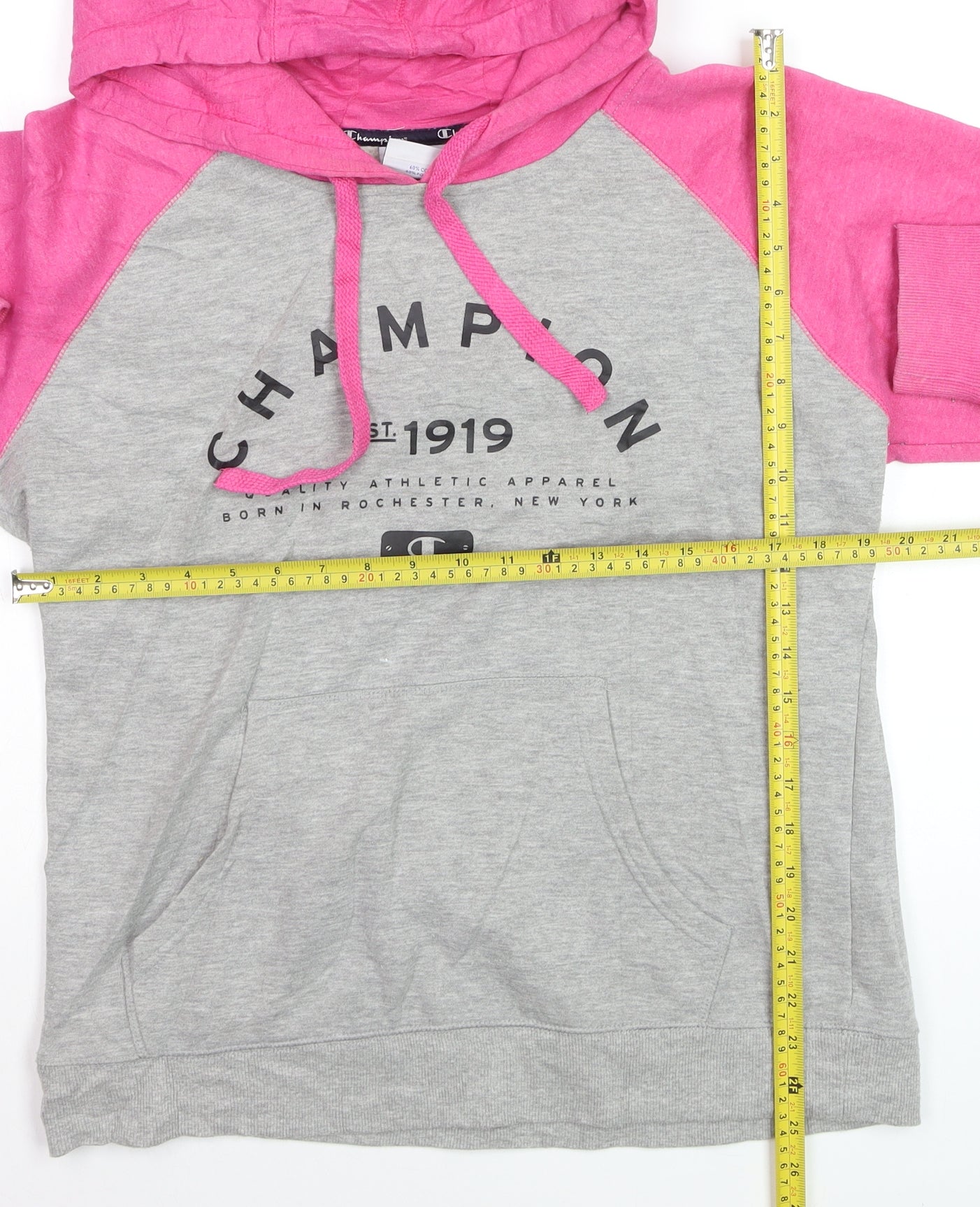 Champion Women’s Grey & Pink Pullover Hoodie Size L