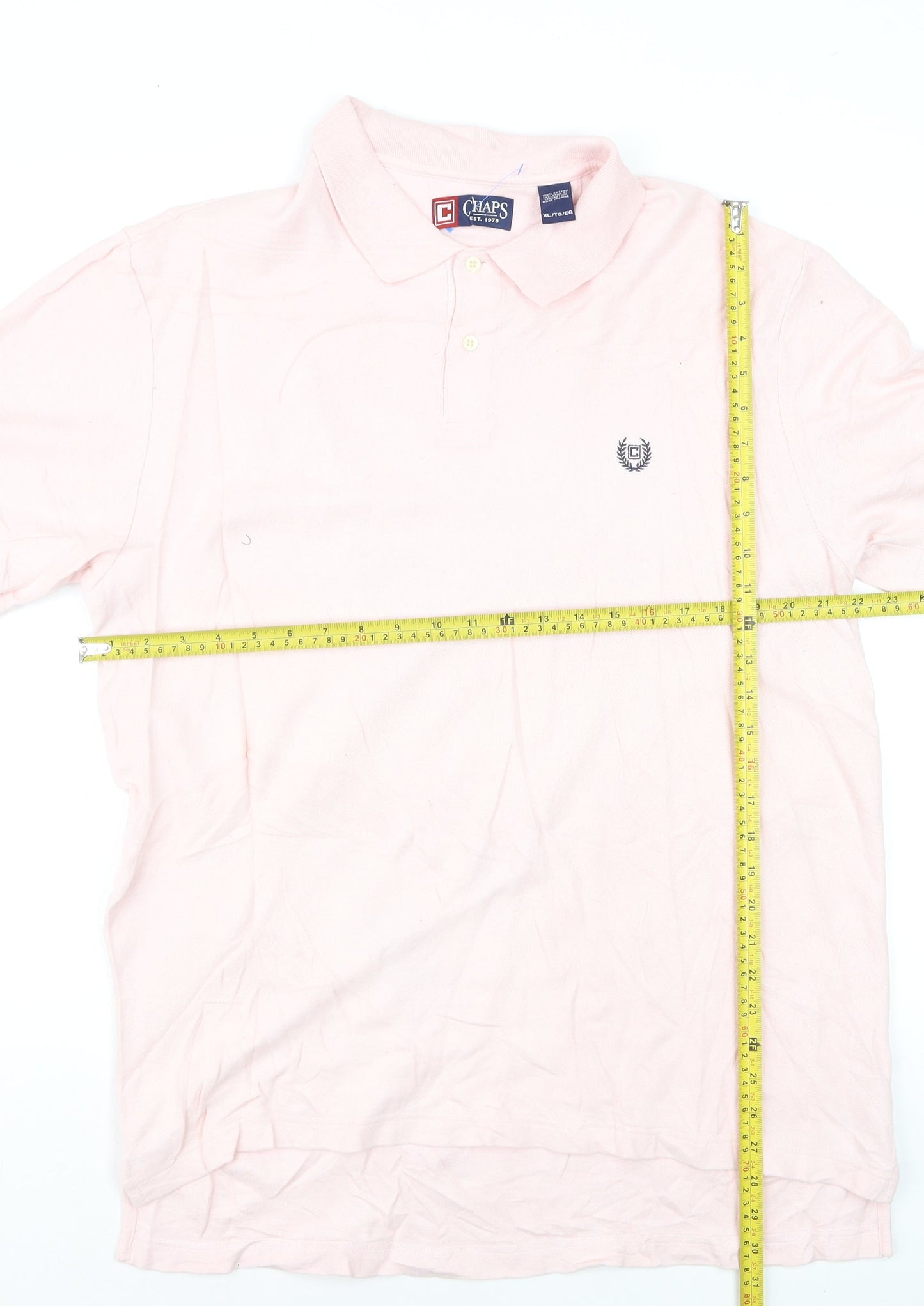 Chaps Men's Pink Cotton Polo Shirt XL Regular Fit Short Sleeve