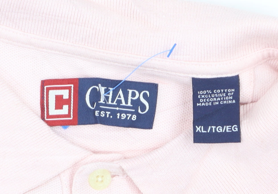 Chaps Men's Pink Cotton Polo Shirt XL Regular Fit Short Sleeve