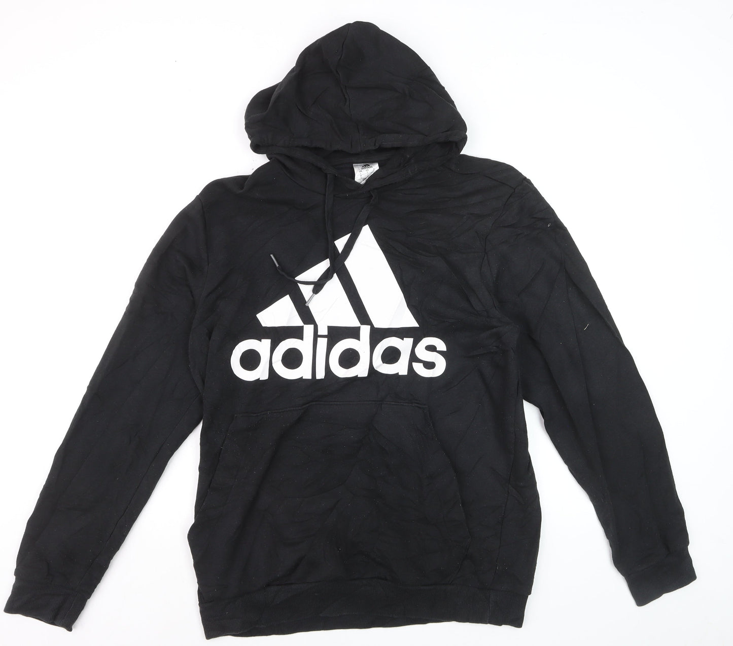 Adidas Mens Black Pullover Hoodie L Logo Graphic Sportswear