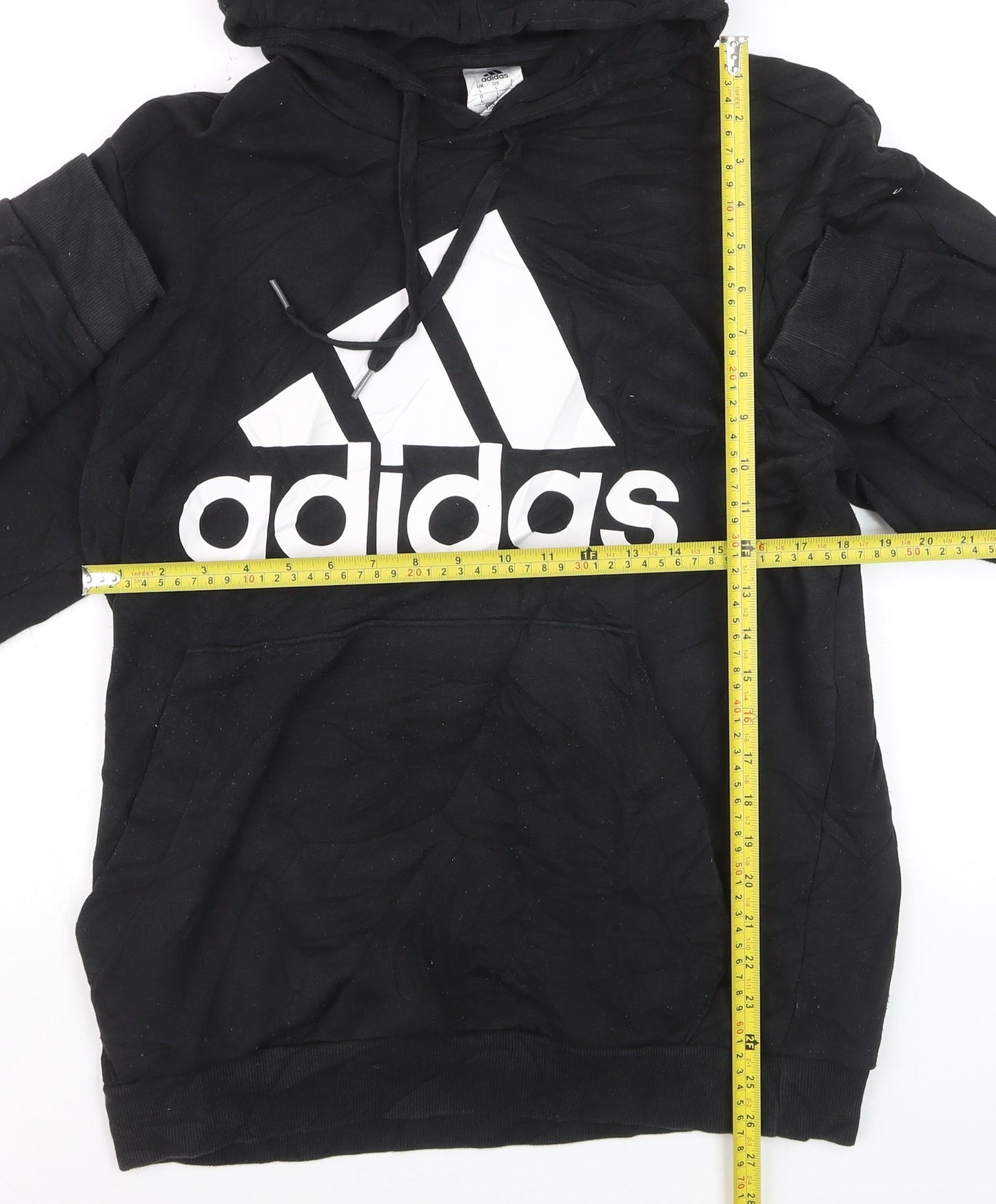 Adidas Mens Black Pullover Hoodie L Logo Graphic Sportswear