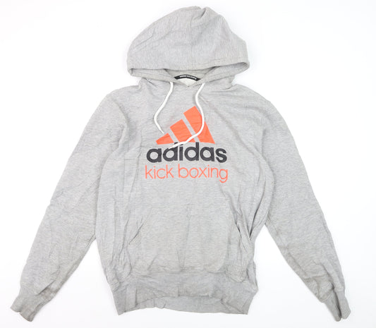 Adidas Men's Grey Pullover Hoodie L Kickboxing Graphic Sports Fleece