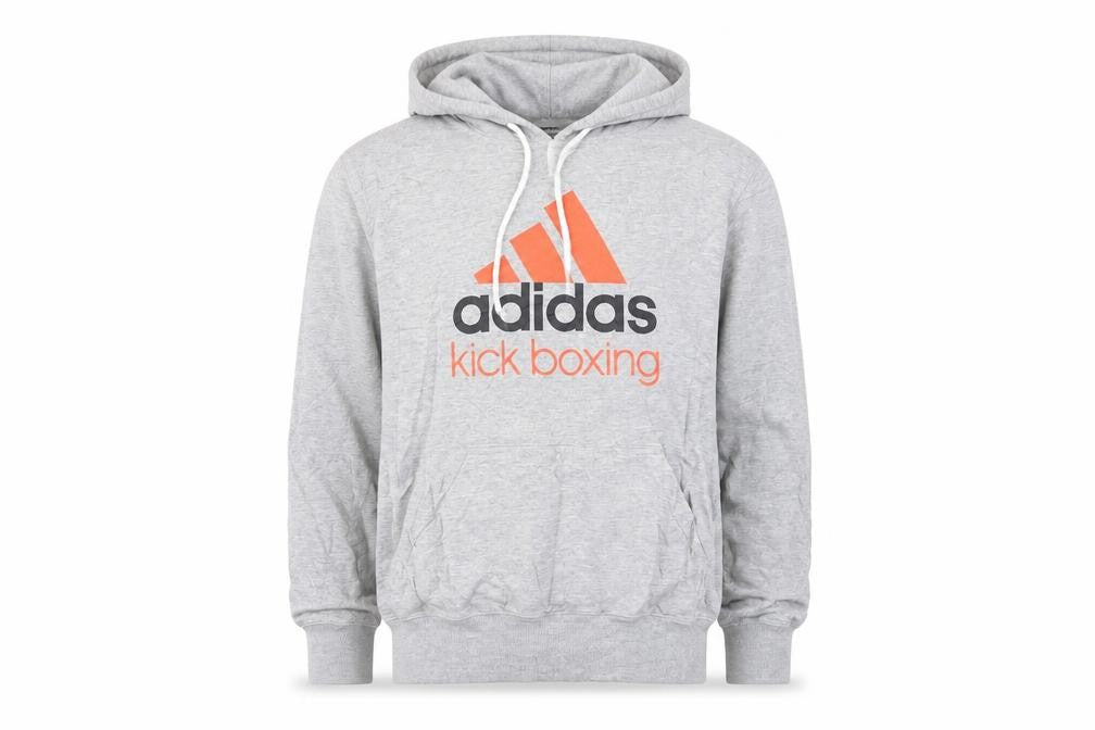 Adidas Men's Grey Pullover Hoodie L Kickboxing Graphic Sports Fleece