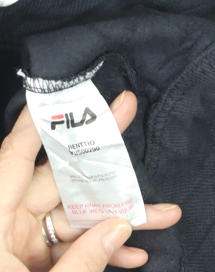 FILA Men’s Black Full Zip Hoodie Size M Sports Casual Sweatshirt