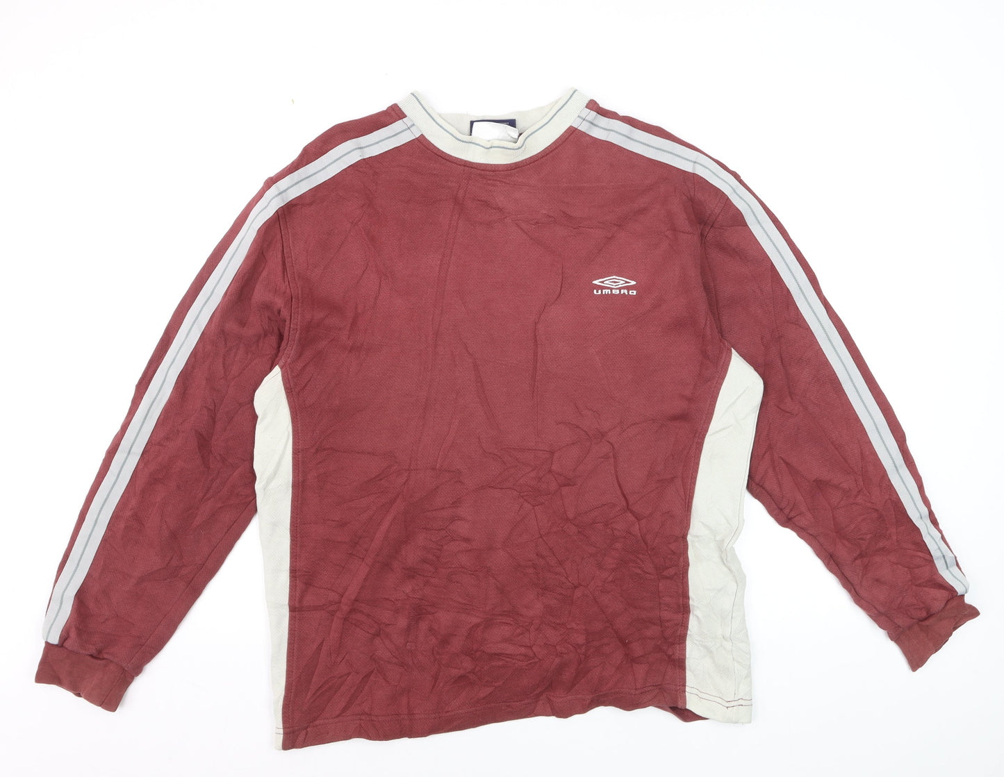 Umbro Men's Red Crew Neck Long Sleeve Pullover Sweatshirt M