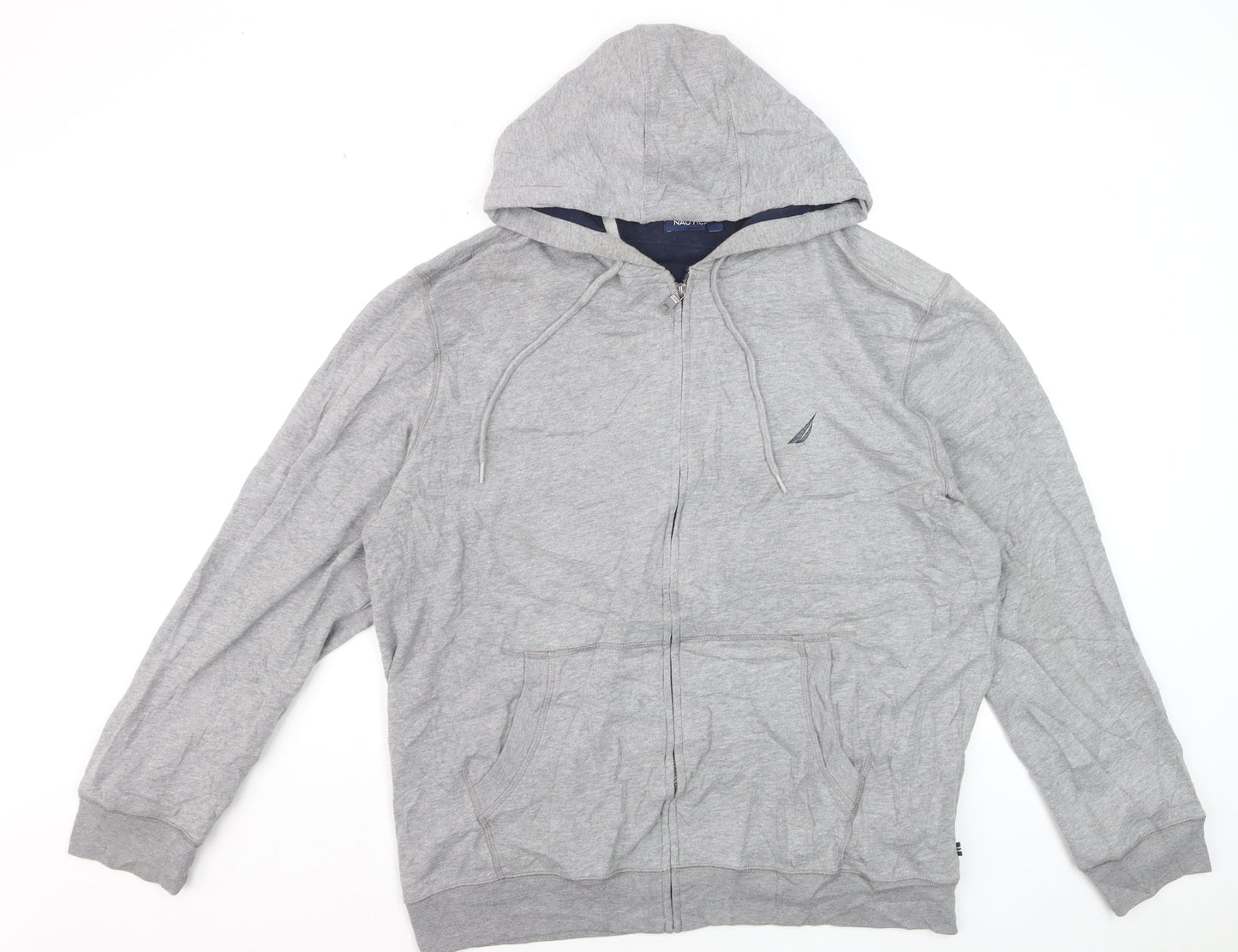 Nautica Men's Grey XL Full Zip Hoodie Lightweight Cotton Blend