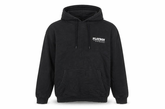 Playboy Men's Black Pullover Hoodie Small Graphic Print Cotton Blend