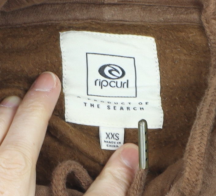 Rip Curl Men Brown Pullover Hoodie XS Fleece Surf Logo Sweatshirt