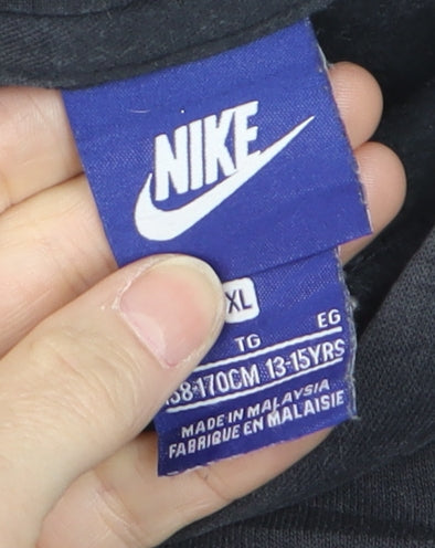 Nike Teens Black Pullover Hoodie XL Logo Fleece Sweatshirt