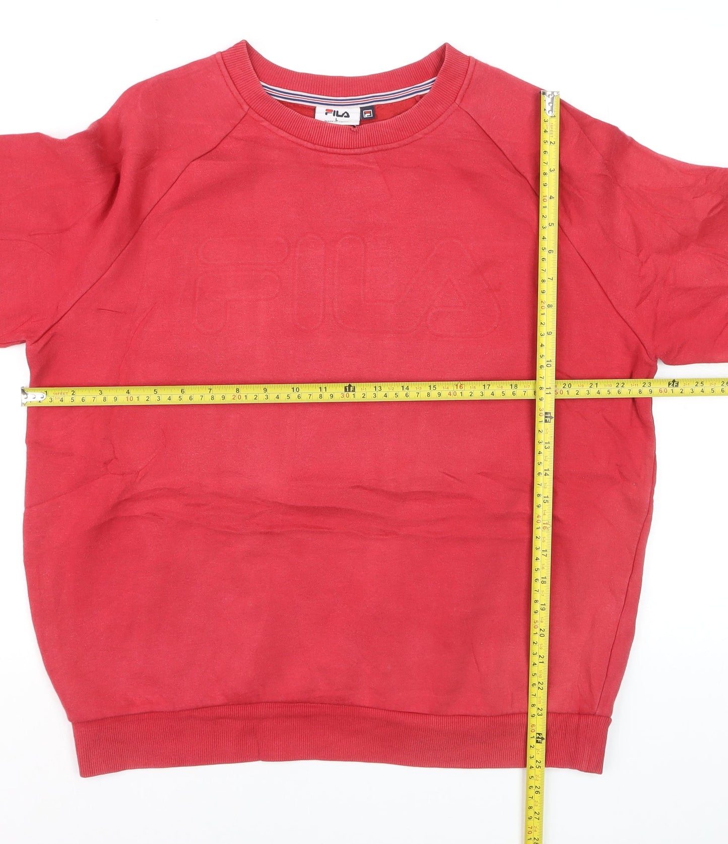 FILA Men's Red Crew Neck Pullover Sweatshirt Size L Regular Fit