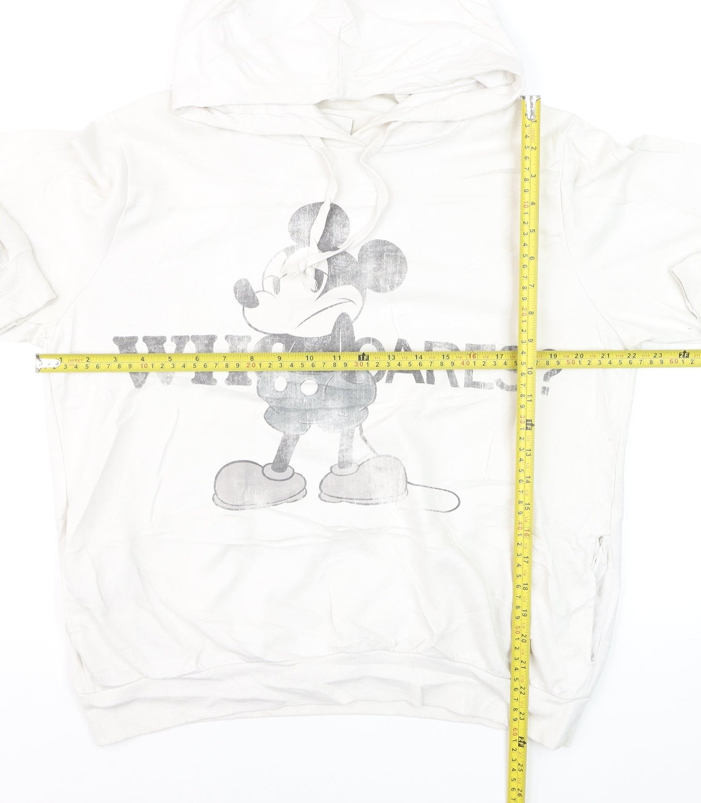 Disney Women White Mickey Mouse Pullover Hoodie XL Graphic Print