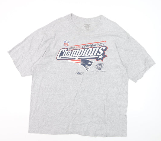Reebok Men's Grey NFL Patriots Champions T-Shirt Size XL