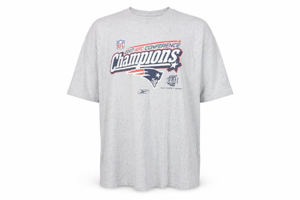 Reebok Men's Grey NFL Patriots Champions T-Shirt Size XL