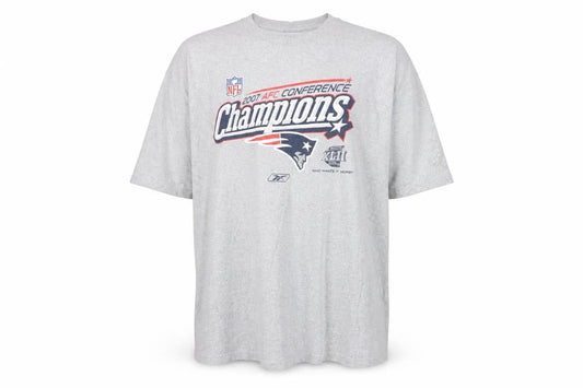 Reebok Men's Grey NFL Patriots Champions T-Shirt Size XL