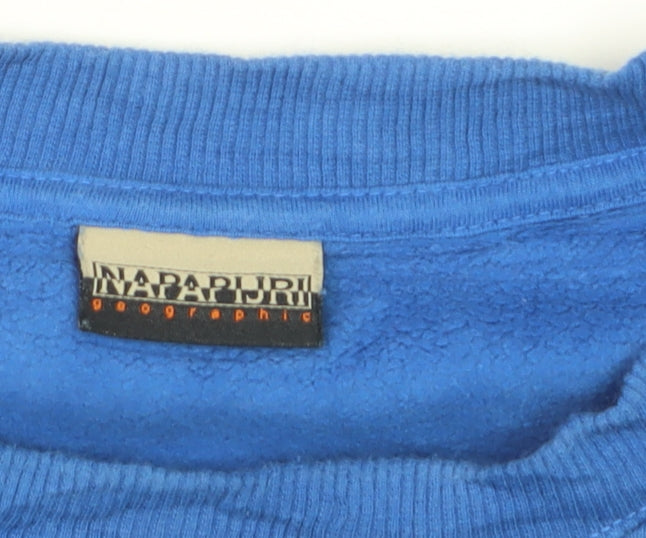 Napapijri Men's Blue XL Pullover Sweatshirt Crew Neck Logo Top