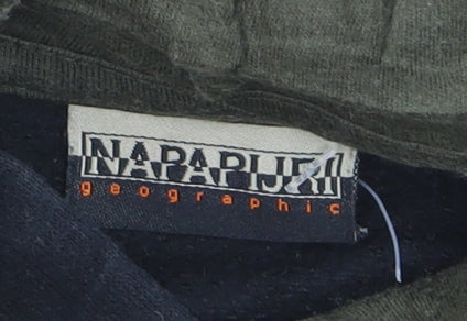 Napapijri Men's Black Pullover Hoodie L Logo Outdoor Fleece