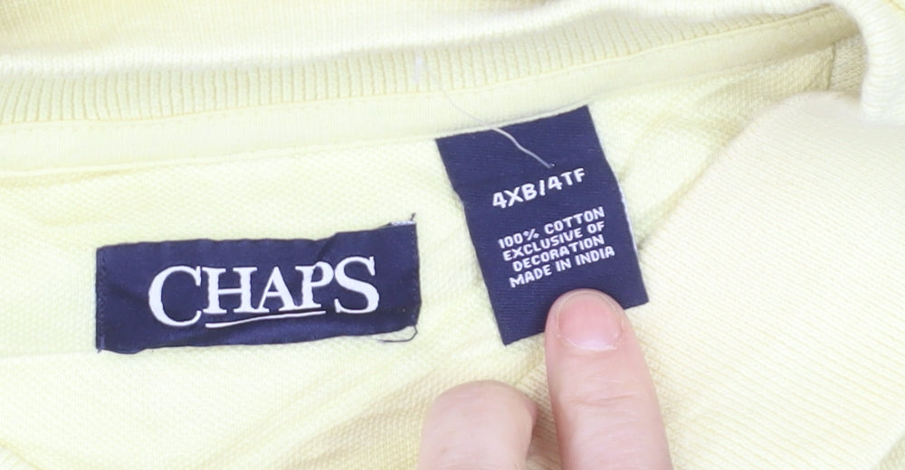 Chaps Men's Yellow Striped 4XL Cotton Polo Shirt