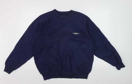 Umbro Men's Blue Pullover Sweatshirt M Crew Neck Logo Sportswear