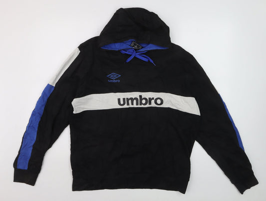 Umbro Men's Black Pullover Hoodie L Sports Style Graphic Print