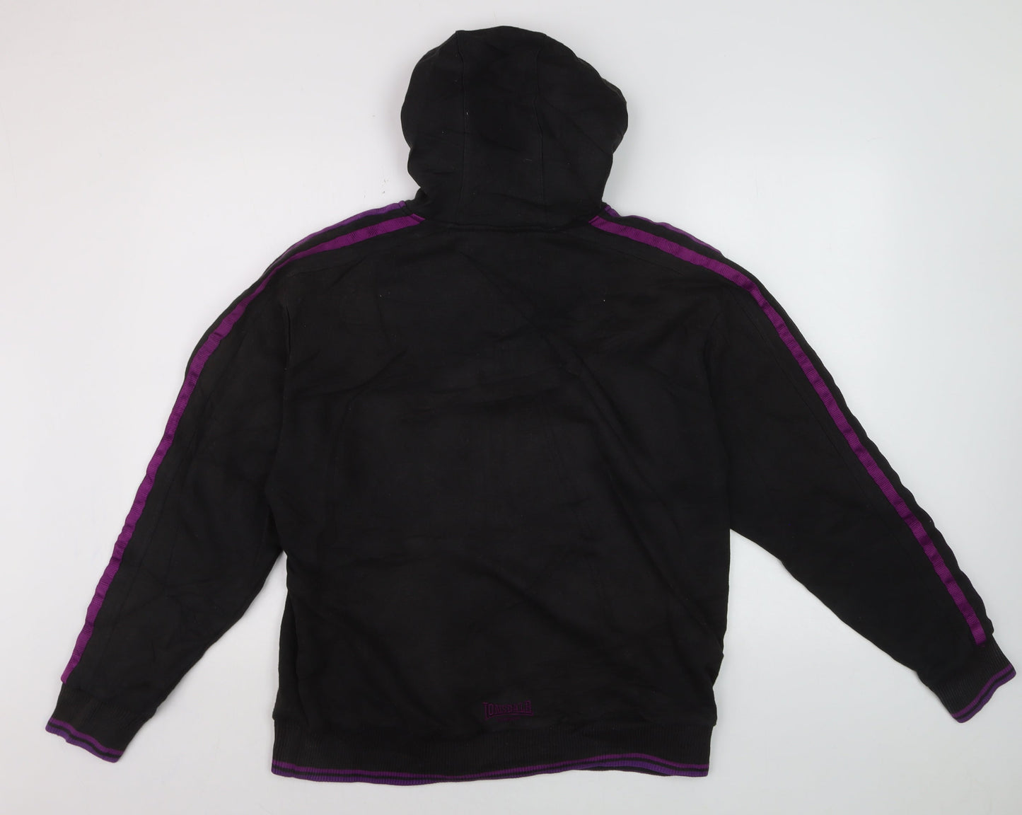 Lonsdale Men’s Black Full Zip Hoodie M Embroidered Logo Sportswear
