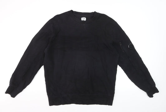 C.P. Company Men's Black Crew Neck Sweatshirt Size L Cotton Casual