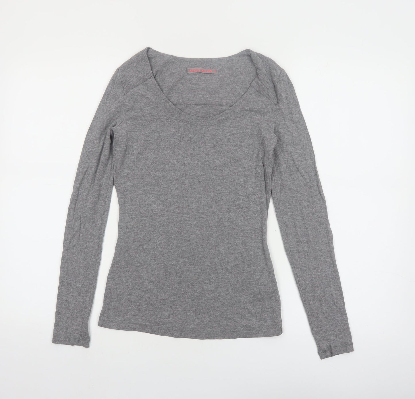 Karen Millen Women’s Grey Long Sleeve Jersey Scoop Neck Top Size 6