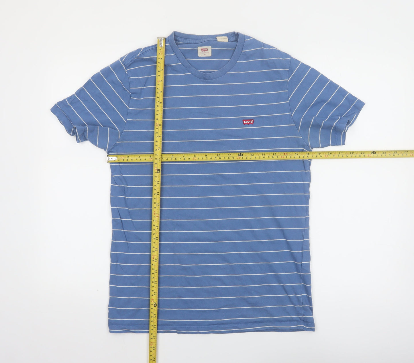 Levi's Men's Blue Striped Cotton Crew Neck T-Shirt Size M