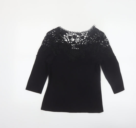 May by Shining Star Women's Black Lace Top S/M