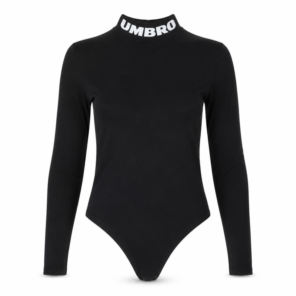 Umbro Women's Black Long Sleeve Stretch Logo Bodysuit L